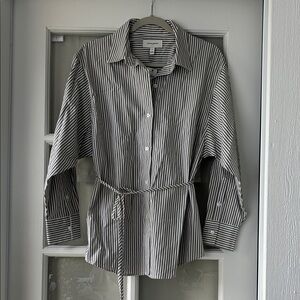 NWT Banana Republic Olive and White Striped Shirt